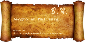 Berghofer Melissza névjegykártya